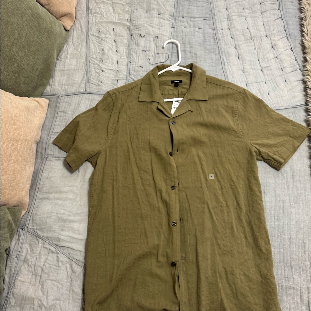 Express Olive Button Down Shirt